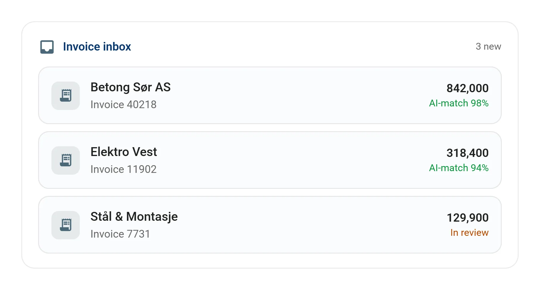 Automatic invoice import in AIMZ